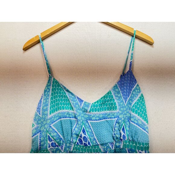 Old Navy Womens Sleeveless Geometric V-Neck Sundress Size M Blue Summer Smocked - Picture 5 of 10